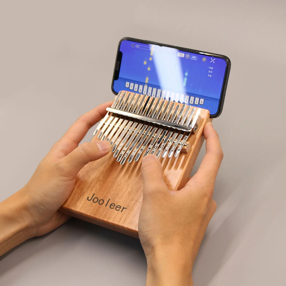 Jooleer-Kalimba de 17 y 21 teclas con aplicación, Piano de pulgar portátil para adultos y niños, martillo de afinación Okoume Mbira, cubiertas de