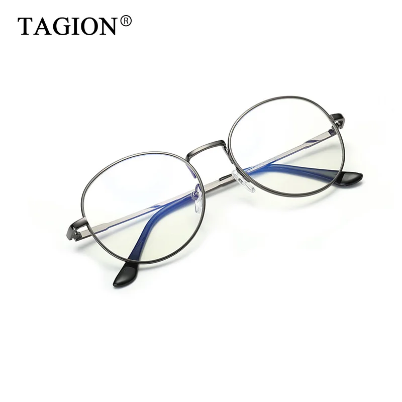 2023 Alloy Frame Round Reading Glasses For Men Women Vintage Anti Blue Computer Goggles Clear Lenses Fashion Eyewear 8627