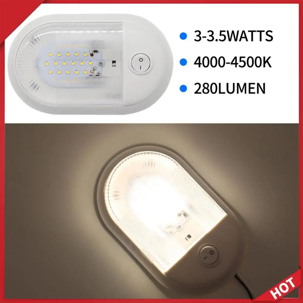 

12-24V 24 LED Dome Light Interior Ceiling Lamp with Switch for RV Marine Yacht Independent Switch Design Power Saving