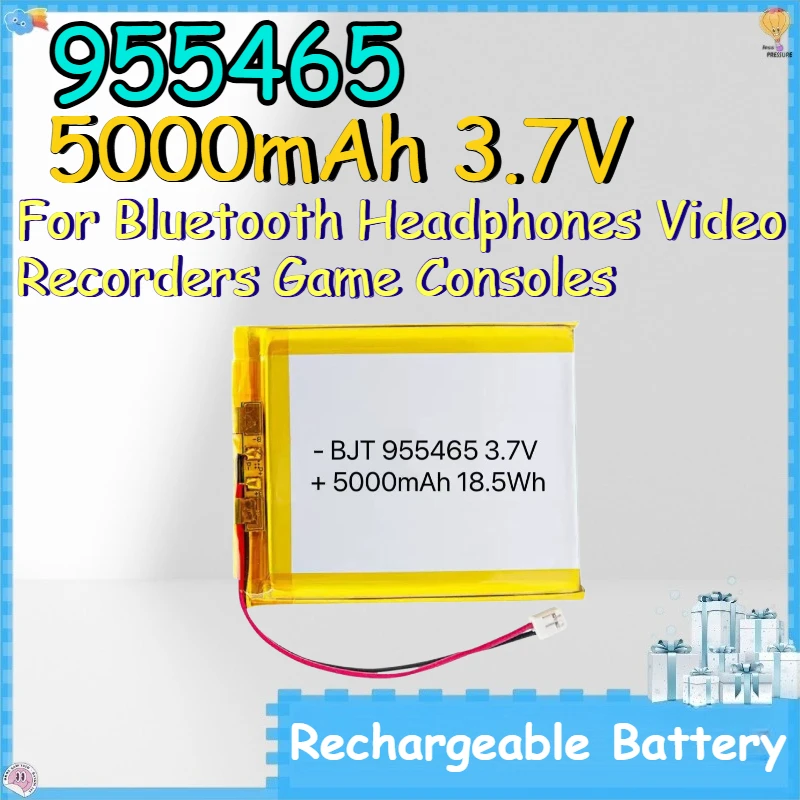 955465 5000mAh 3.7V Rechargeable Battery for Bluetooth Headphones Video Recorders Game Consoles Lithium-ion Battery