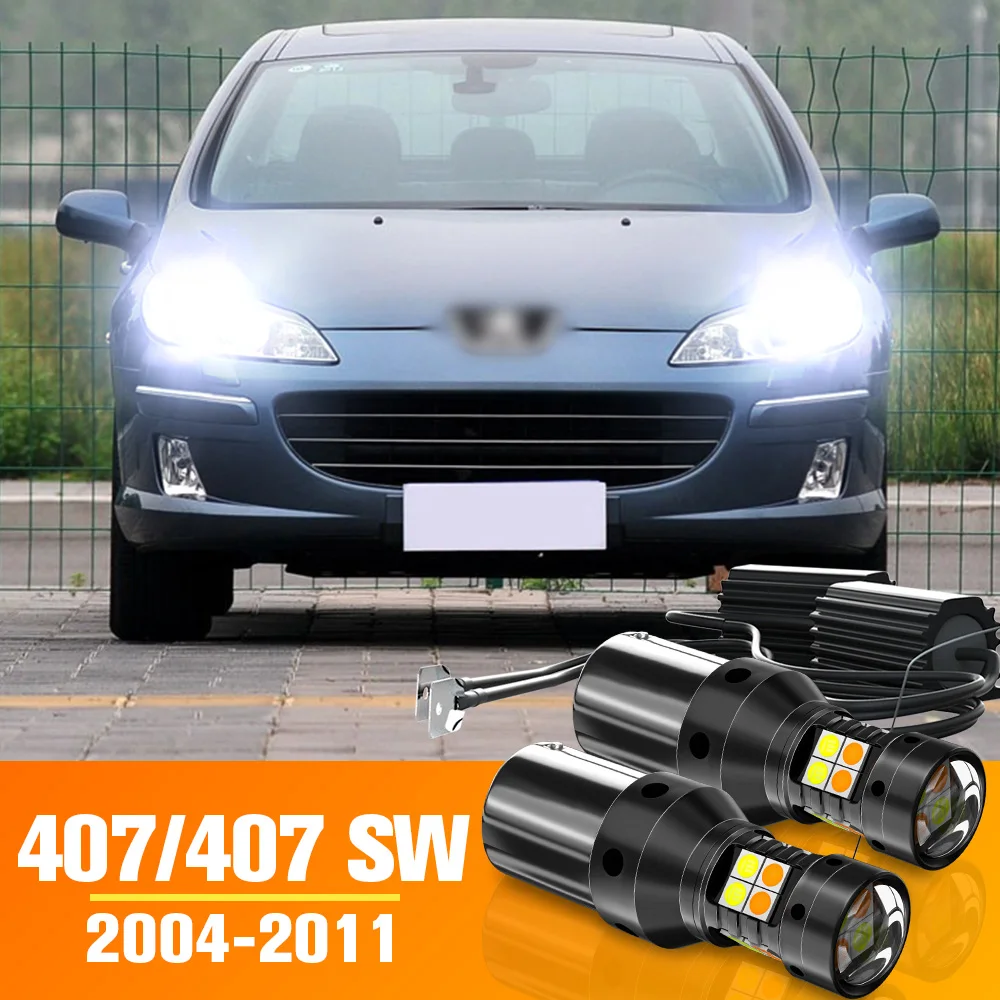 

2pcs Dual Mode LED Turn Signal+Daytime Running Light DRL Accessories For Peugeot 407 SW 2004-2011 2005 2006 2007 2008 2009 2010