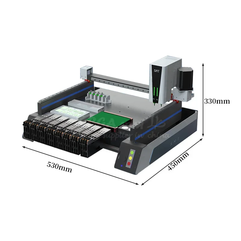 Cámara de visión Triple de LY-K1, Mini máquina automática de recogida y colocación SMT de escritorio de alta velocidad, soporte de Chip LED SMD, boquillas de doble cabezal