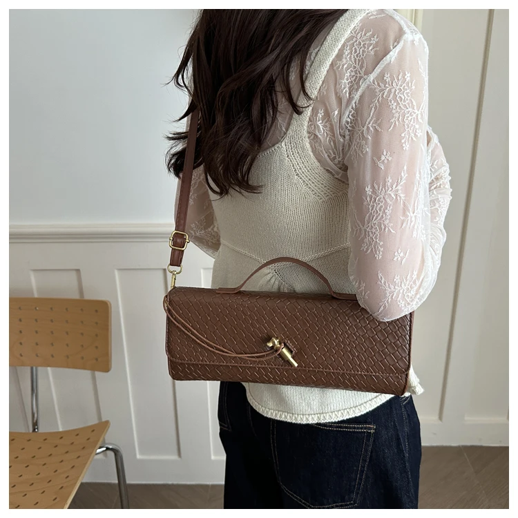 Bolso de Hombro Elegante con Textura Tejida, Estilo , Bolso de Mano para Cena, Bolso Cruzado para Mujer, Estilo Casua...