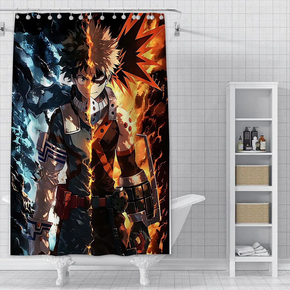 Shower Curtain Waterproof Polyester Fabric Paint Colorful Bath Curtains My hero academia deku Home Bathroom Decor With Hook