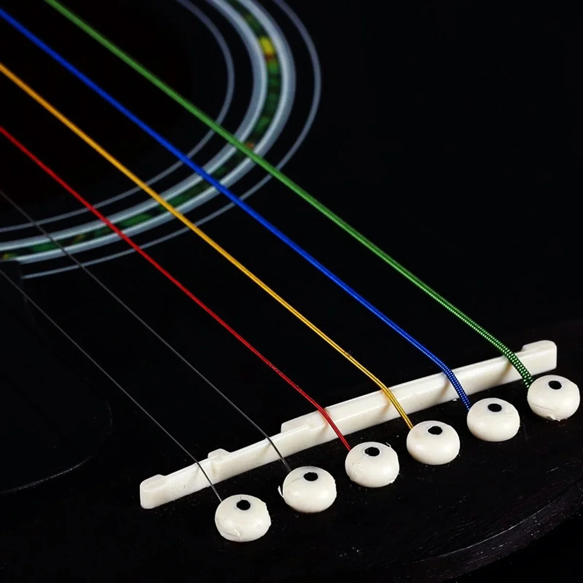 6 Stuks Gekleurde Akoestische Gitaar Snaren Staal Zeshoekige Kern Roestvrij Gecoat Heldere Heldere Tone Vervanging Gitaar Snaren