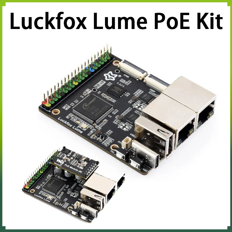luckfox-lume-linux開発ボード、poeモジュール搭載、4コアarm-cortex-a7-シングルコアrisc-v-e907、内蔵28mb-ddr3