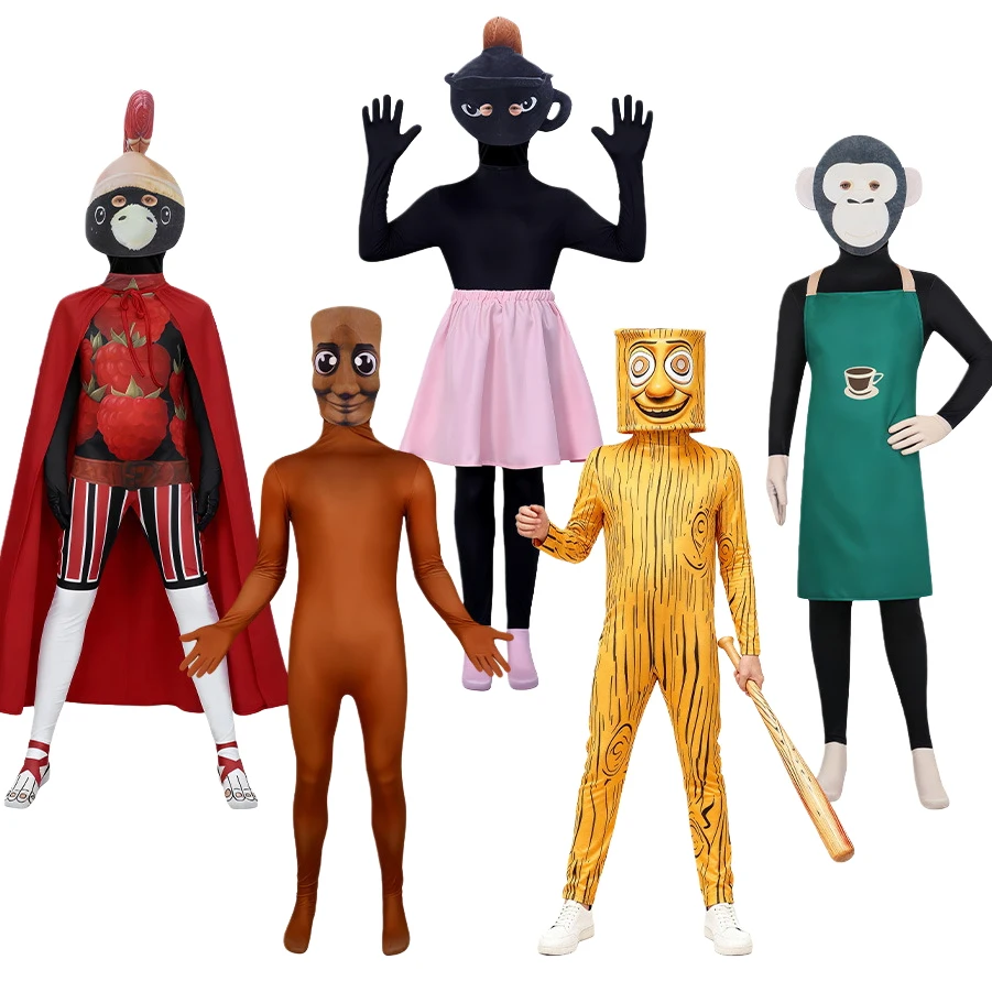 Tung Tung Sahur Cosplay Kostüm Erwachsene Kinder Anime Overall Body Italienische Brainrot Kostüm Party Halloween Maske Anzug Geschenk