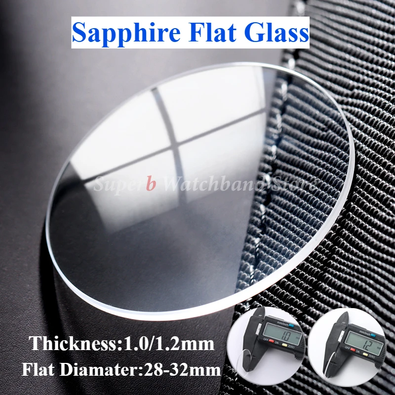 Flat Sapphire Watch Glass Thickness 1.0/1.2mm Diameter 28-32