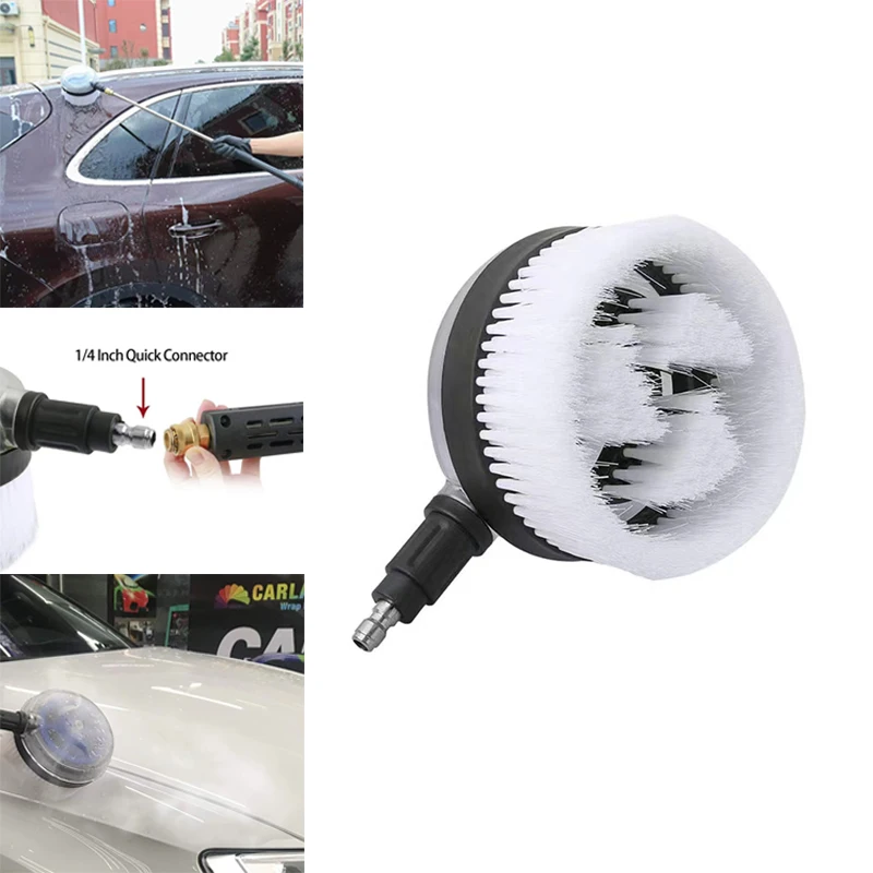 

High pressure car wash water gun water brush 1/4 fast insertion rotating circular soft bristle brush 360 degree rotating brush