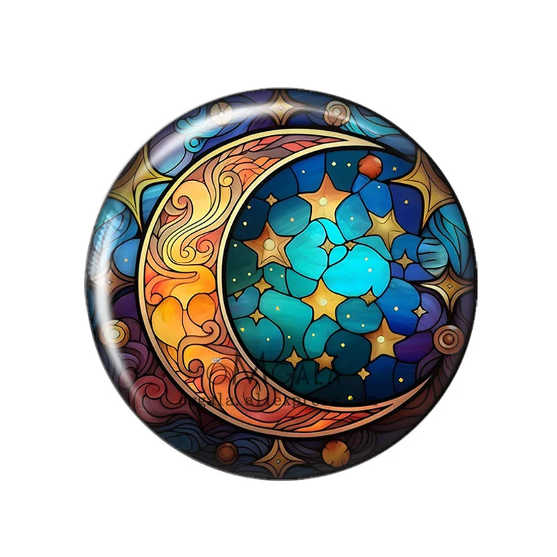 Watercolor Clipart Magical Moon 10pcs 12mm/18mm/20mm/25mm Round photo glass cabochon demo flat back Making findings