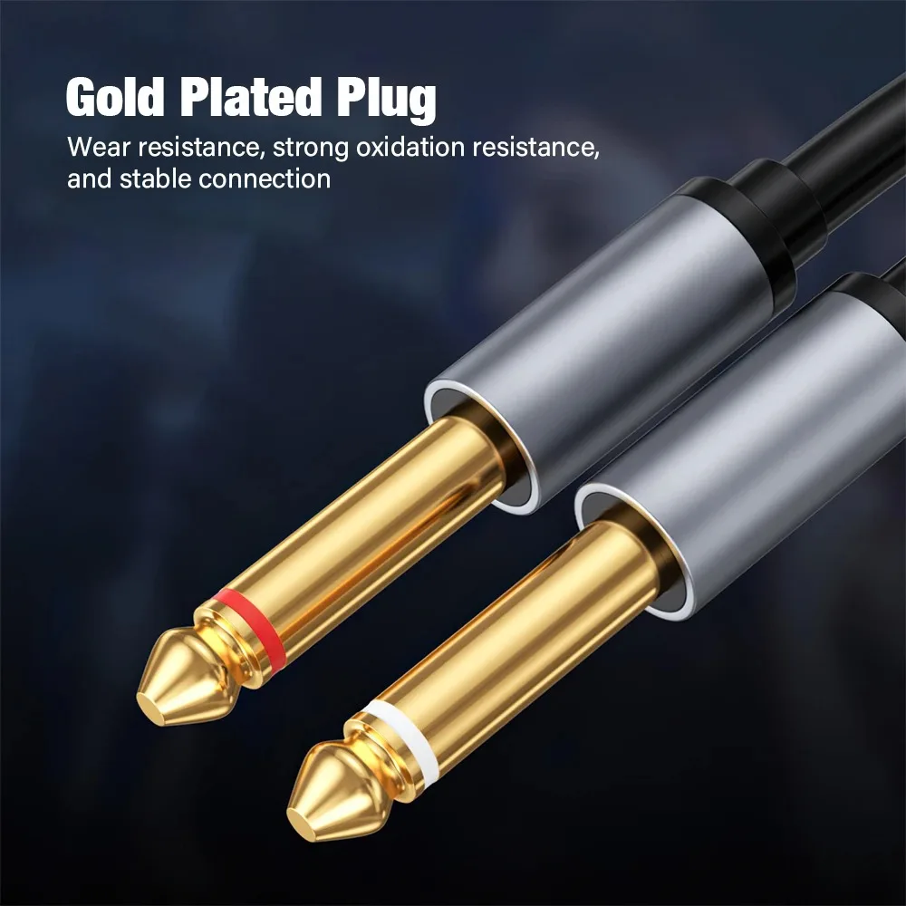 3.5 إلى مزدوج 6.35 جاك كابل Aux ذكر إلى 6.5 مللي متر أحادية 3.5 مللي متر TRS إلى المزدوج 6.35 مللي متر Y-الفاصل محول كابل الصوت لخلاط مكبر للصوت #3