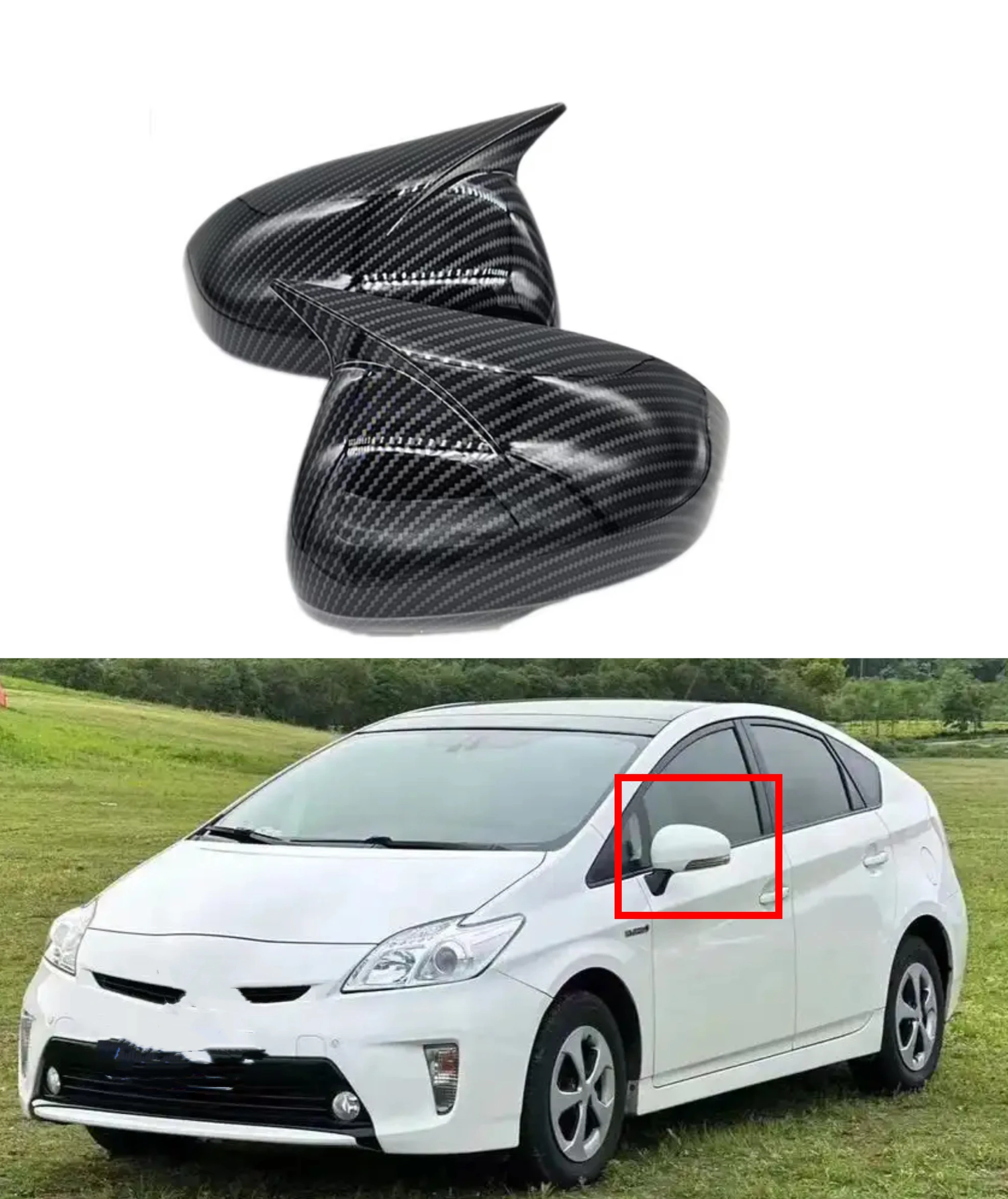 

Rearview Side Mirror Cover For Toyota Prius 2012 2013 2014 Carbon Fiber Wing Cap Car Exterior Door Rear View Case Trim