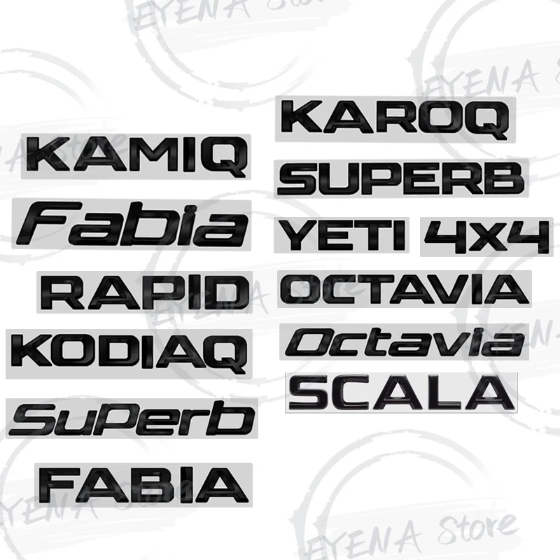 Para fabia octavia tsi scala kodiaq karoq 4x4 kamiq yeti rápida excelente logotipo letras emblema de metal adesivos emblema do porta-malas traseiro do carro