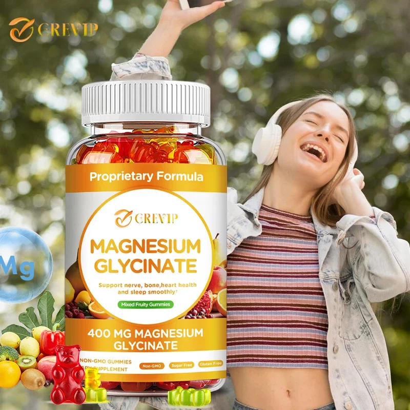 Sugar-Free Magnesium Glycinate Gummies 400 Mg - Contains Taurine, Malic Acid, and CoQ10 To Support Muscle and Bone Health