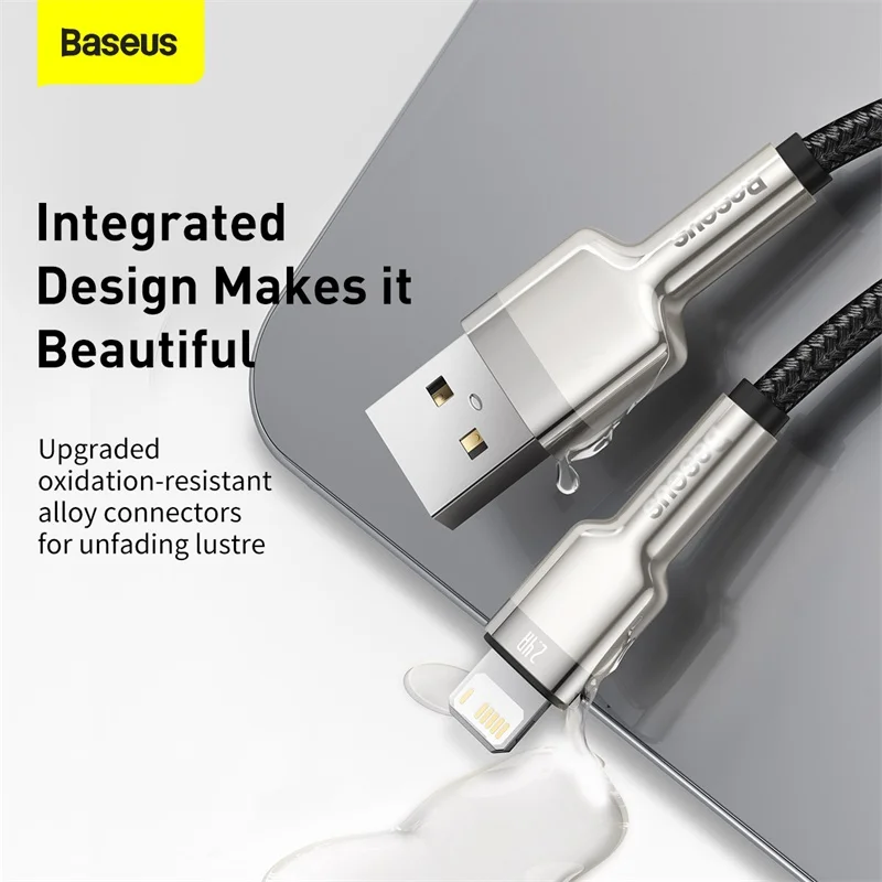 Металлический кабель для передачи данных Baseus Cafule с разъемами USB Type-C и iPhone PD, 20 Вт, IP, 2,4 А