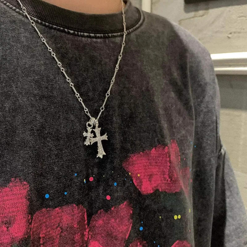 

HQ Cross Pendant Necklaces for Men Women High Quality Trendy Sweater Chain Choker 925 Silver Hip Hop Moissanite Necklace Jewelry