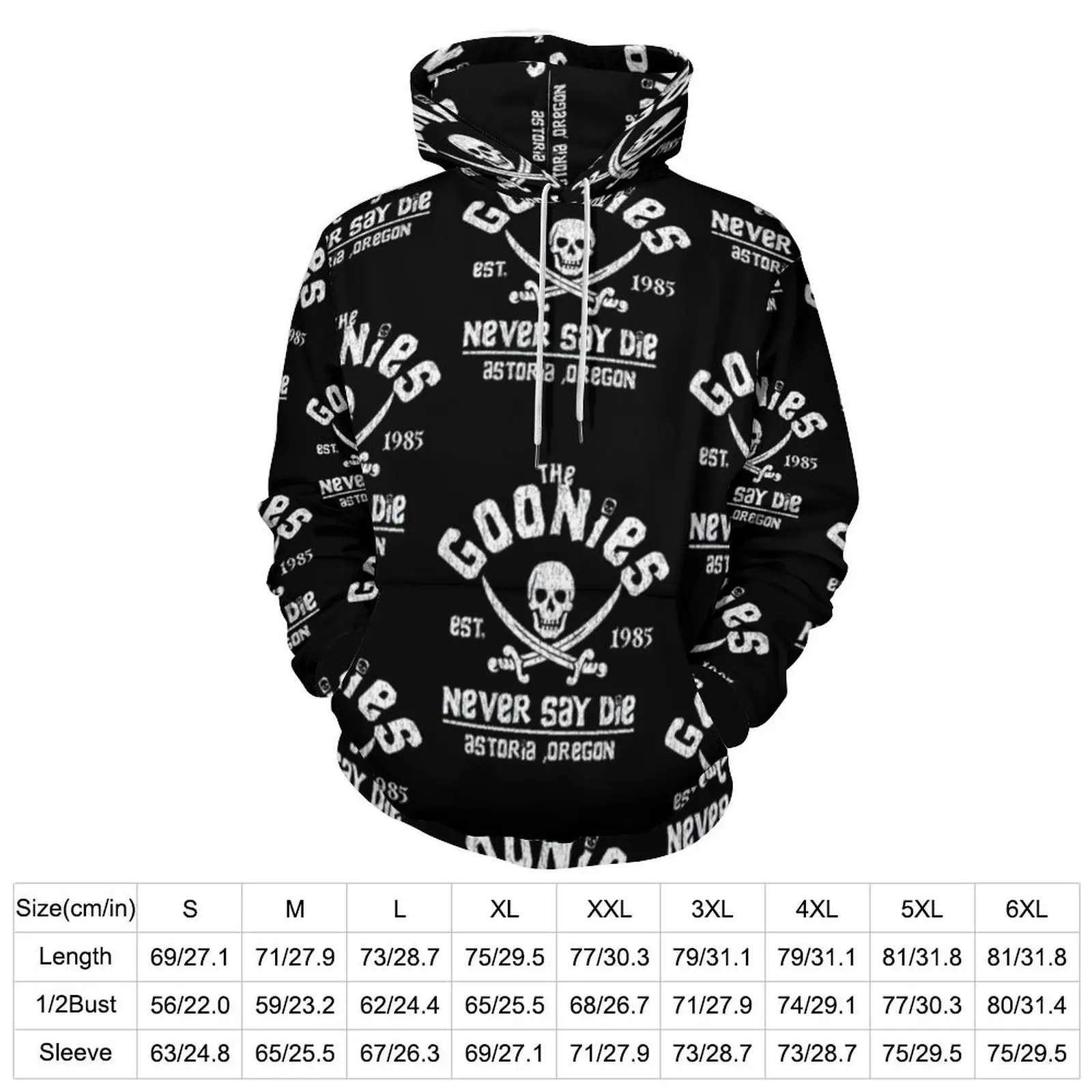 The Goonies Print Loose Hoodies Skull Pirate Streetwear Hoodie Men Long-Sleeve Pretty Custom Sweatshirts Plus Size