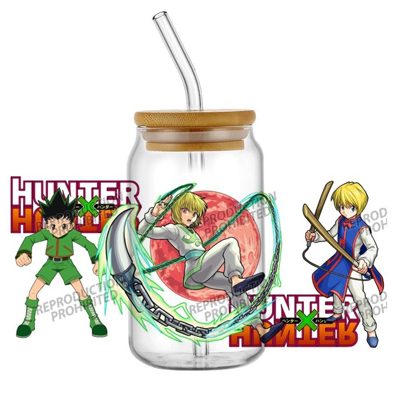 Beliebte Anime HUNTER×HUNTER 16oz UV DTF Neues Design Manga 3D Aufkleber Cartoon Aufkleber Tasse Becher UVDTF Handwerk DIY Geburtstagsgeschenk