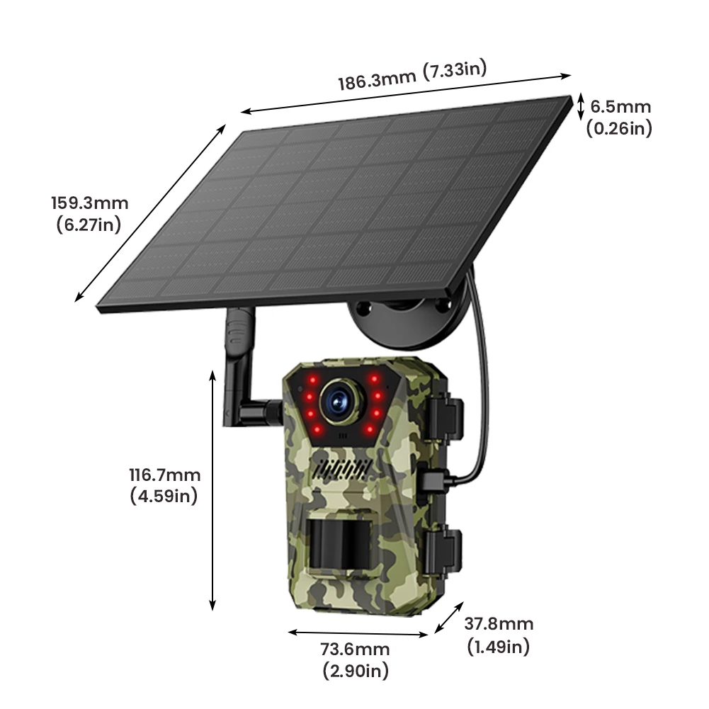 4G Solar Infrared Outdoor Trail Camera Waterproof Game Wildlife Cam Night Visions Camera Device for Wildlife Monitoring