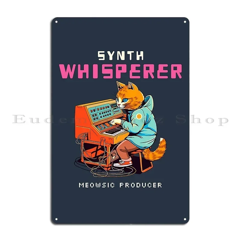 Music Producer Cat Synthesizer Metal Plaque Club Bar Club Designing Pub Design Tin Sign Poster