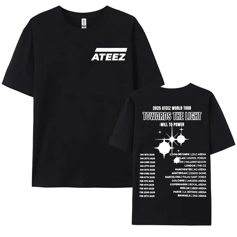 2025 Ateez World Tour Towards The Light: Will To Power T Shirt Men Women Korean Fashion High Quality Casual 100% Cotton T-shirts image 3