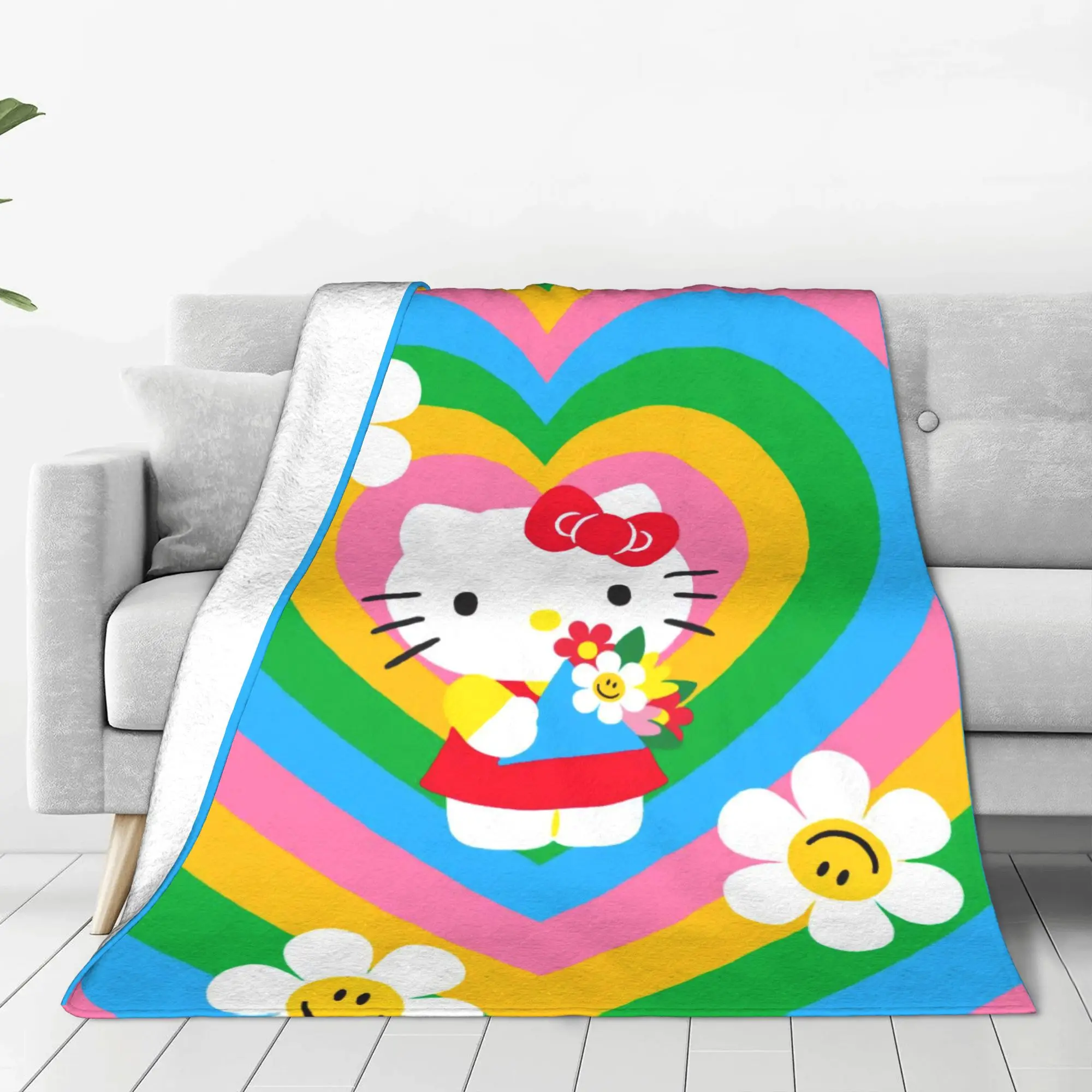 

Warm BlanketGirls Boys Airplane Travel Hello Kitty Sunflower Throw Blanket Flannel Bedspread For Living Room Fluffy Bed Cover