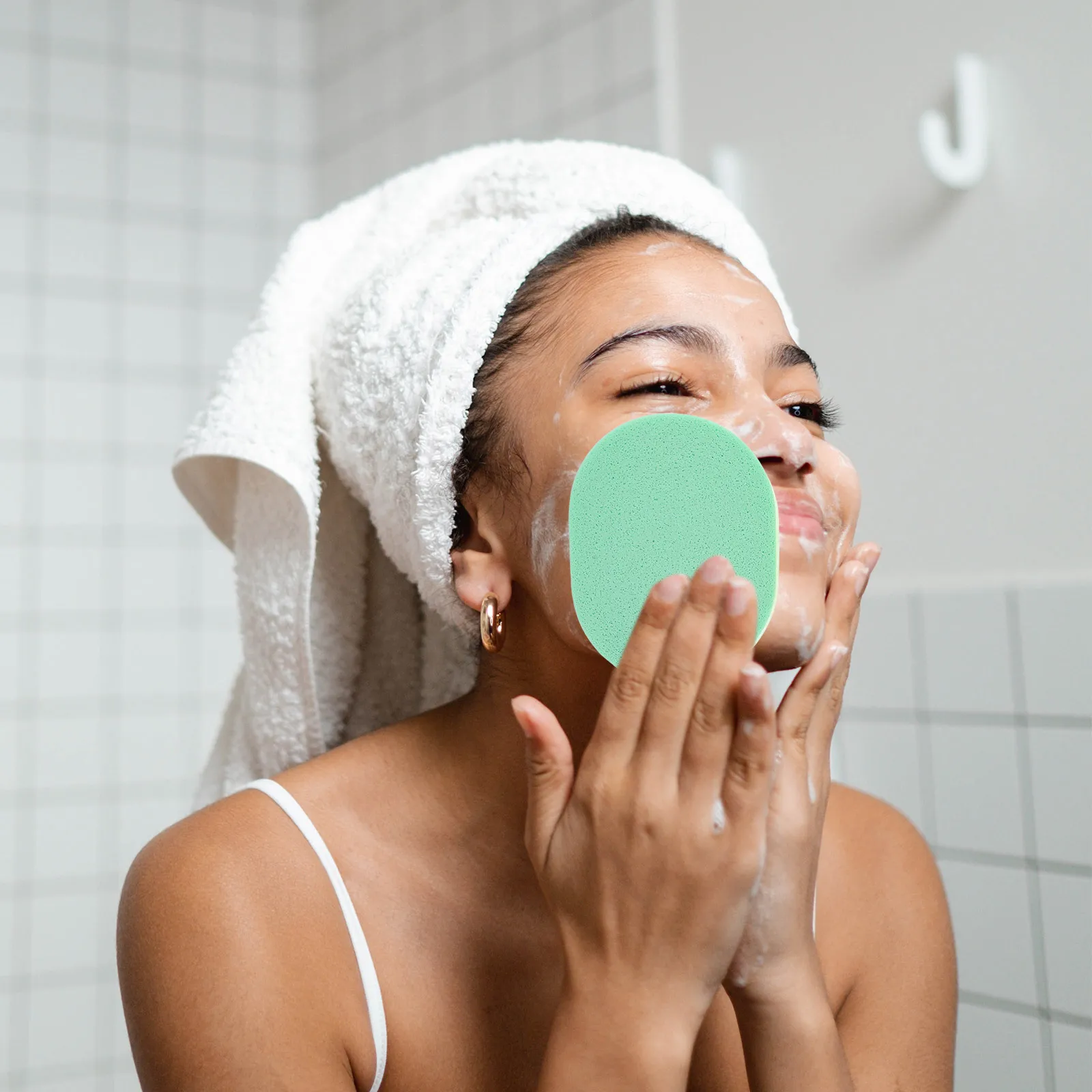 6 個の洗顔スポンジソフト再利用可能な角質除去パッドメイク落としフェイシャルスキンクレンザー顔角質除去スポンジ