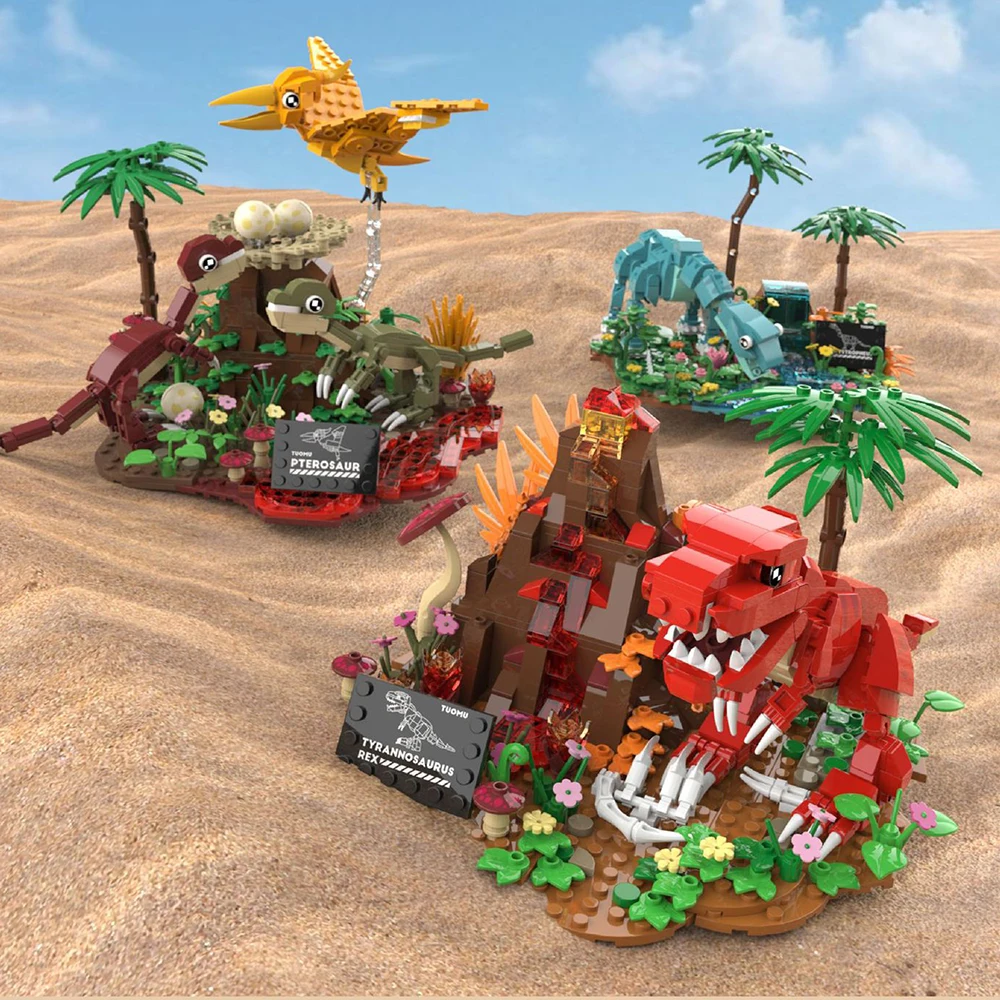 

MOC Юрская серия Тираннозавр Рекс динозавр строительные блоки милый птерозавр брахиозавр кирпичи игрушки детские подарки на день рождения