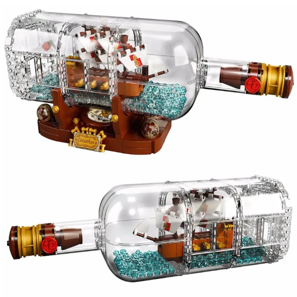 

1078pcs Light Technic Idea Ship In A Bottle Compatible Lepining 21313 Building Blocks Bricks Toys for Children Christmas Gift