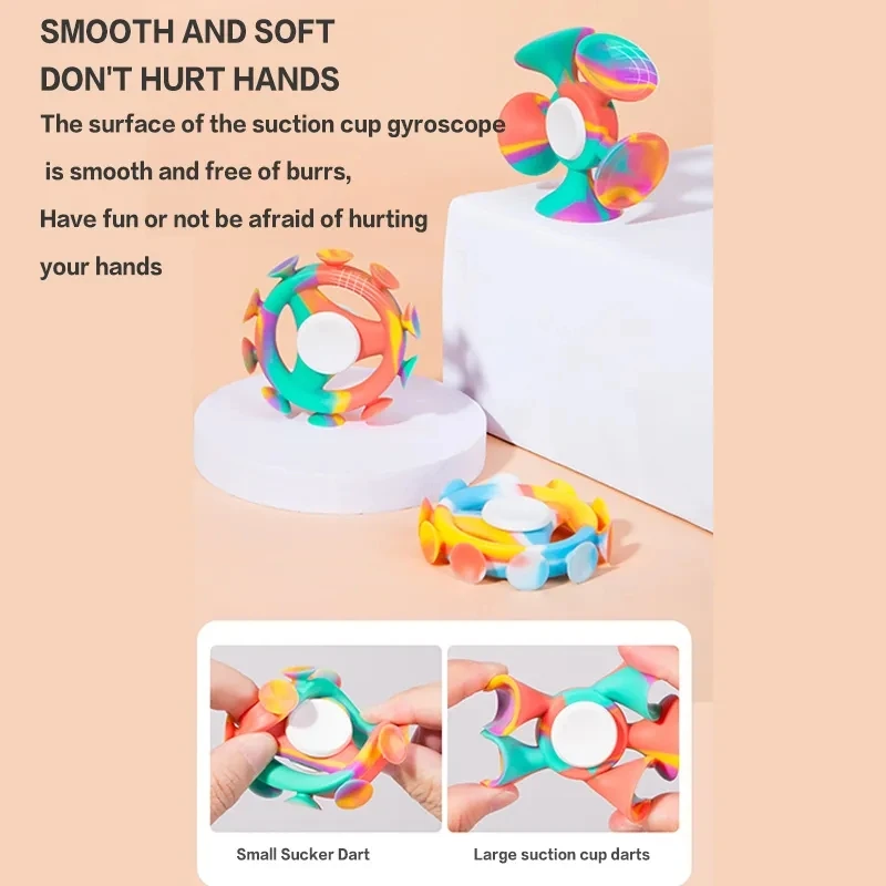 Fun Silicone Fidget Spinner With Suction Cup Darts Colorful Hand Spinner Anti-stress Fidget Toys For Adults Children Gift