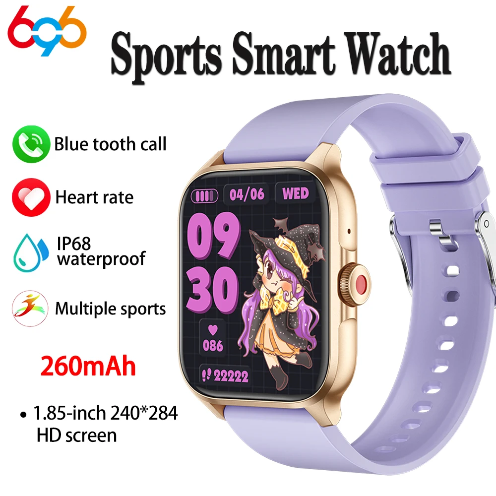 

Sport Fitness Smart Watch Men 1.85 Inch Display Health Monitor Bracelet IP68 Waterproof Blue Tooth Call Smartwatch Women 260mah
