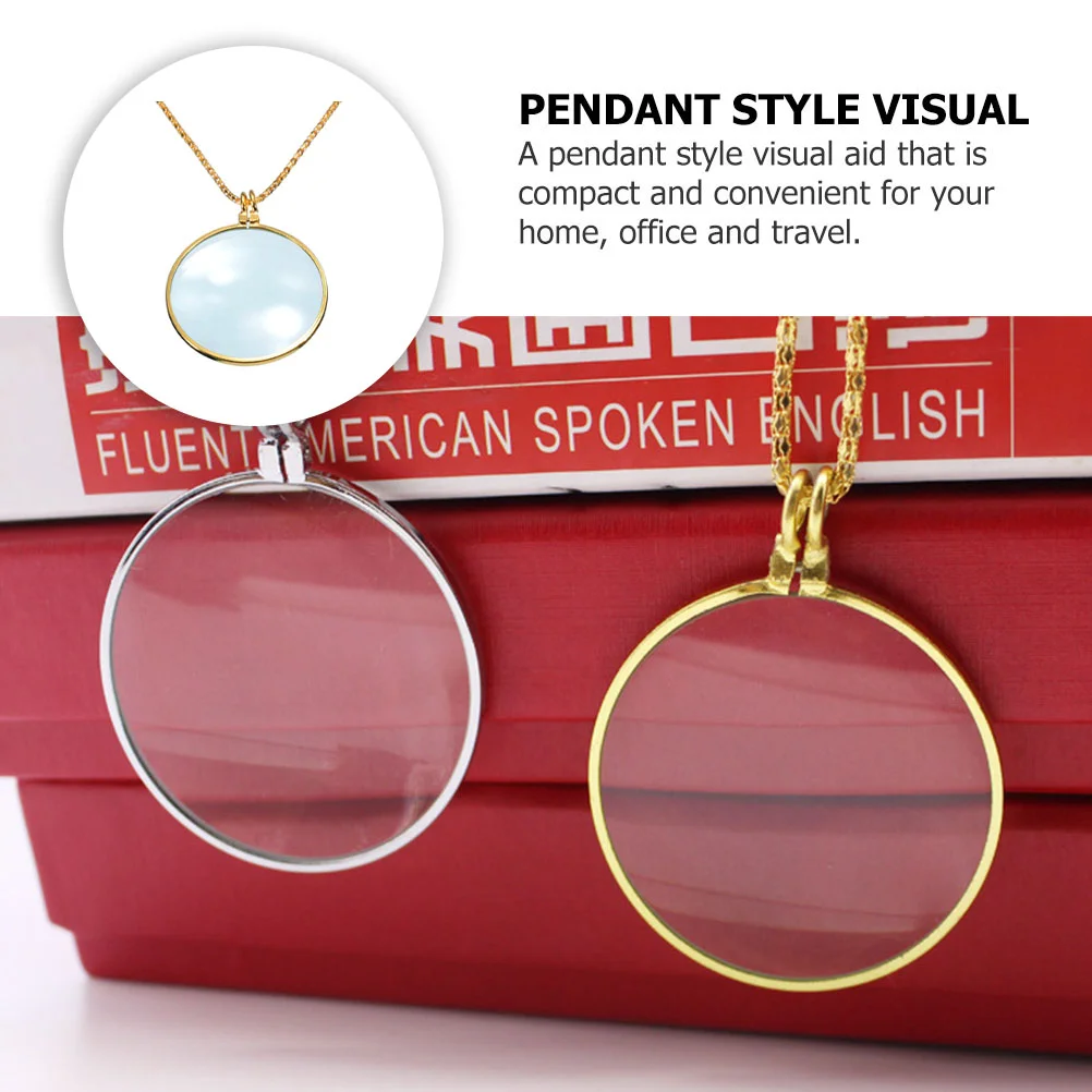 Choker Necklace for Women Magnifier Delicate Magnifying Tool Pendant Glass Silver with Chain Women's