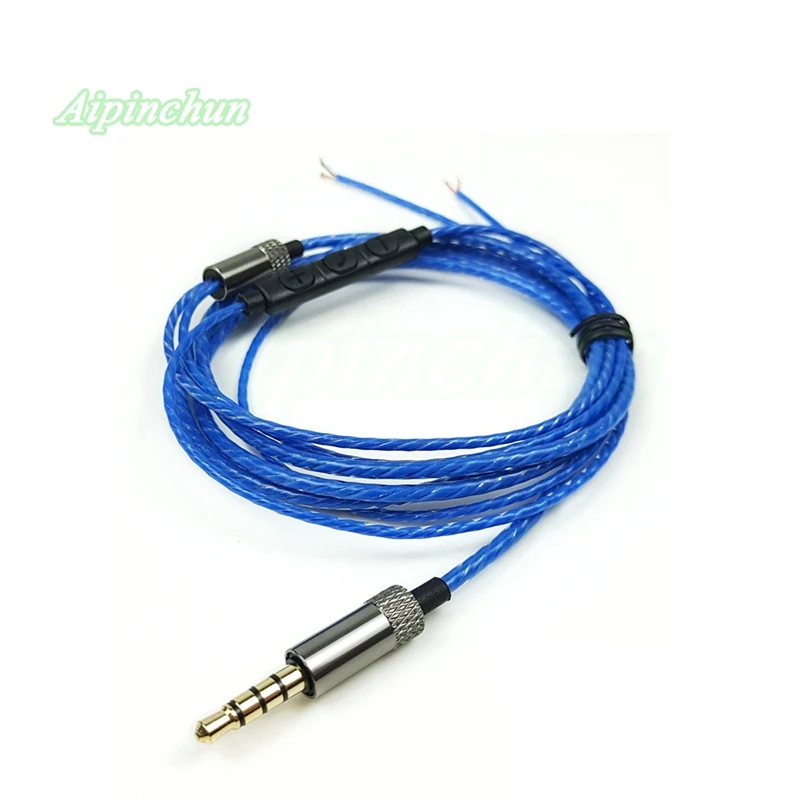 Aipinchun 3.5mm Jack DIY Earphone Cable with Mic Volume Controller Repair Replacement Headphone 18 Copper Core Wire Blue/Red