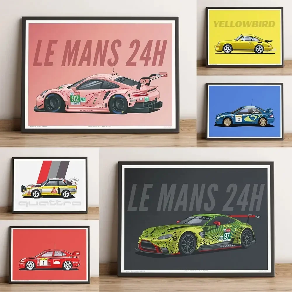 911 لون 24 ساعة من Le Mans الكلاسيكية سباق السيارات المشارك طباعة حائط لوح رسم صورة فنية لغرفة المعيشة