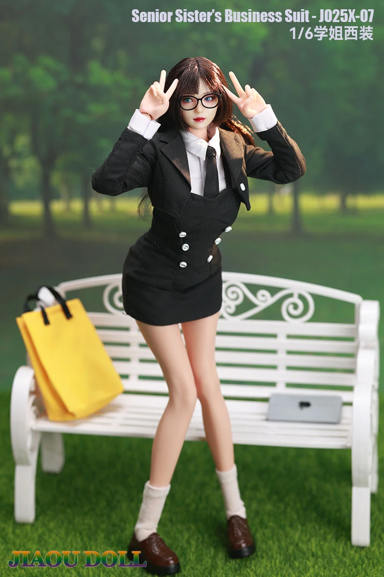 متوفر في المخزون 1/6 مقياس أنثى بدلة سوداء تنورة الملابس مجموعة نموذج صالح 12 '' JOQ-21D الجندي الآسيوي عمل الشكل دمى الجسم #6