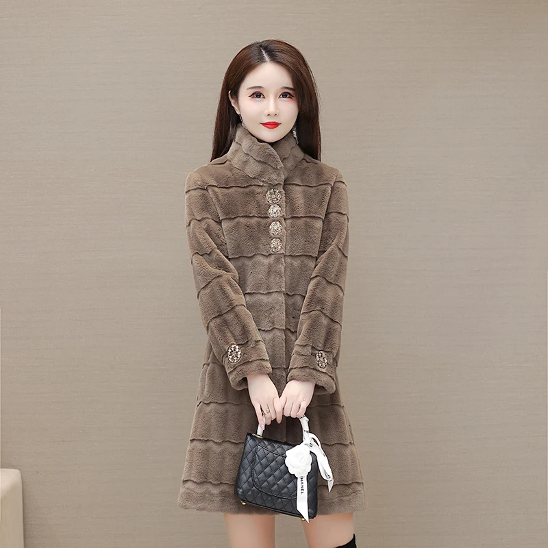 Noble Mink Velvet high imitation mink Fur Coats Women Winter Thick Loose Warm Outwear Plush Jacket Female