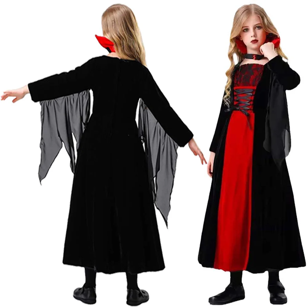 

Детский костюм вампира для выступления на сцене, косплей для маленьких девочек, в средневековом викторианском стиле, детское платье для ролевых игр, детские костюмы