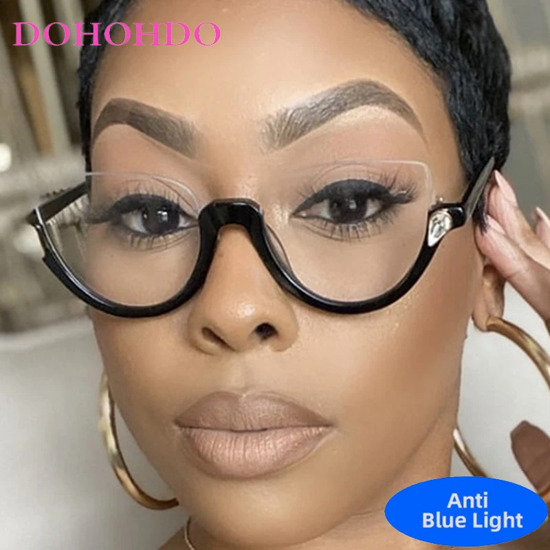 

Luxury Rhinestone Brand Designer Retro Cat Eye Eyeglasses Men Women Computer Anti Blue Light Glasses Fashion Vintage Eyeglasses