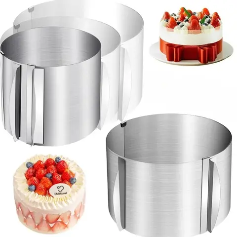 Stainless Steel 6-20cm Adjustable Telescopic Mousse Ring Circle Mold Rustproof With Scale Round Cake Rings Reusable Baking Tool