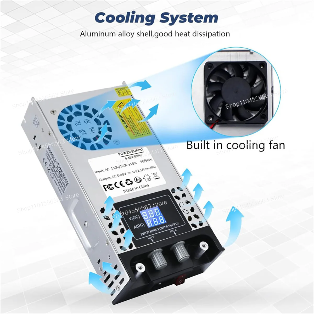 AC to DC Converter 60V DC Power Supply Adjustable 0-60V 0-10A SMPS Max 600W Switching Power Supply US Plug