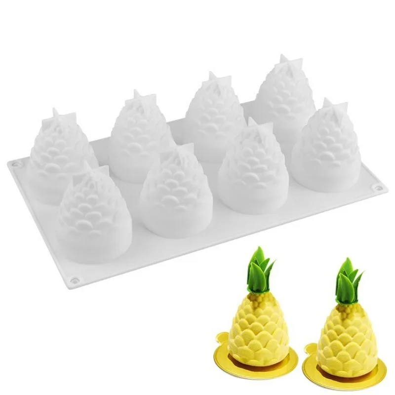 3D Cake Decorating Tools Silicone Molds 8 Holes Pinecones Shape Baking Tool for Chocolate Cakes Mousse Ice Cream Dessert