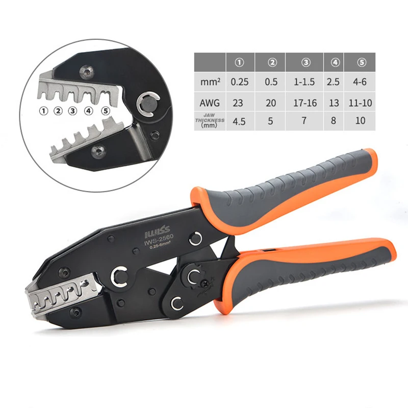 Imagem -06 - Iwiss-alicate de Crimpagem para Amp Plug-in Spring Terminal Import Connector Crimper Tool Clamp Tool Crimp Tool Crimp para Amp te Amp Iws2560