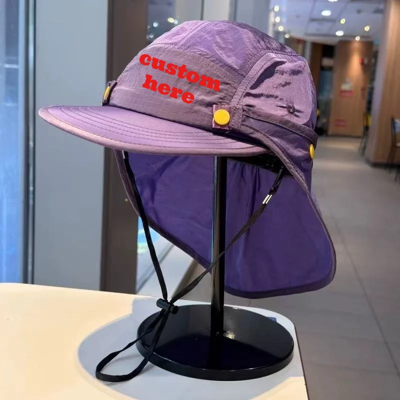 Custom Print Logo Summer Detachable Shawl Neck Protector Quick Dry Baseball Cap Men and Women Outdoor Sunshade Fishing Hat