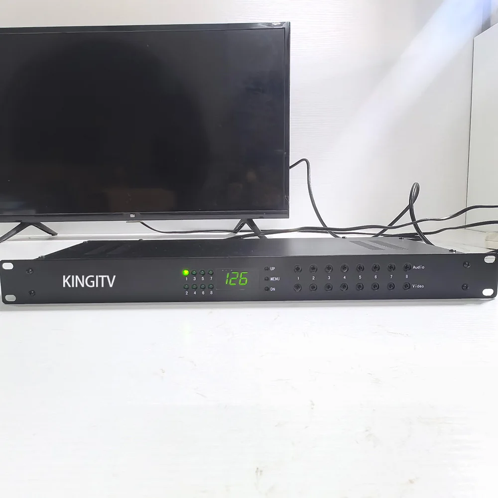 8 قنوات التناظرية المغير AV إلى RF فندق كابل الجبهة نهاية الصوت والفيديو إلى RF PAL-DK PAL-BG NTSC RF المغير