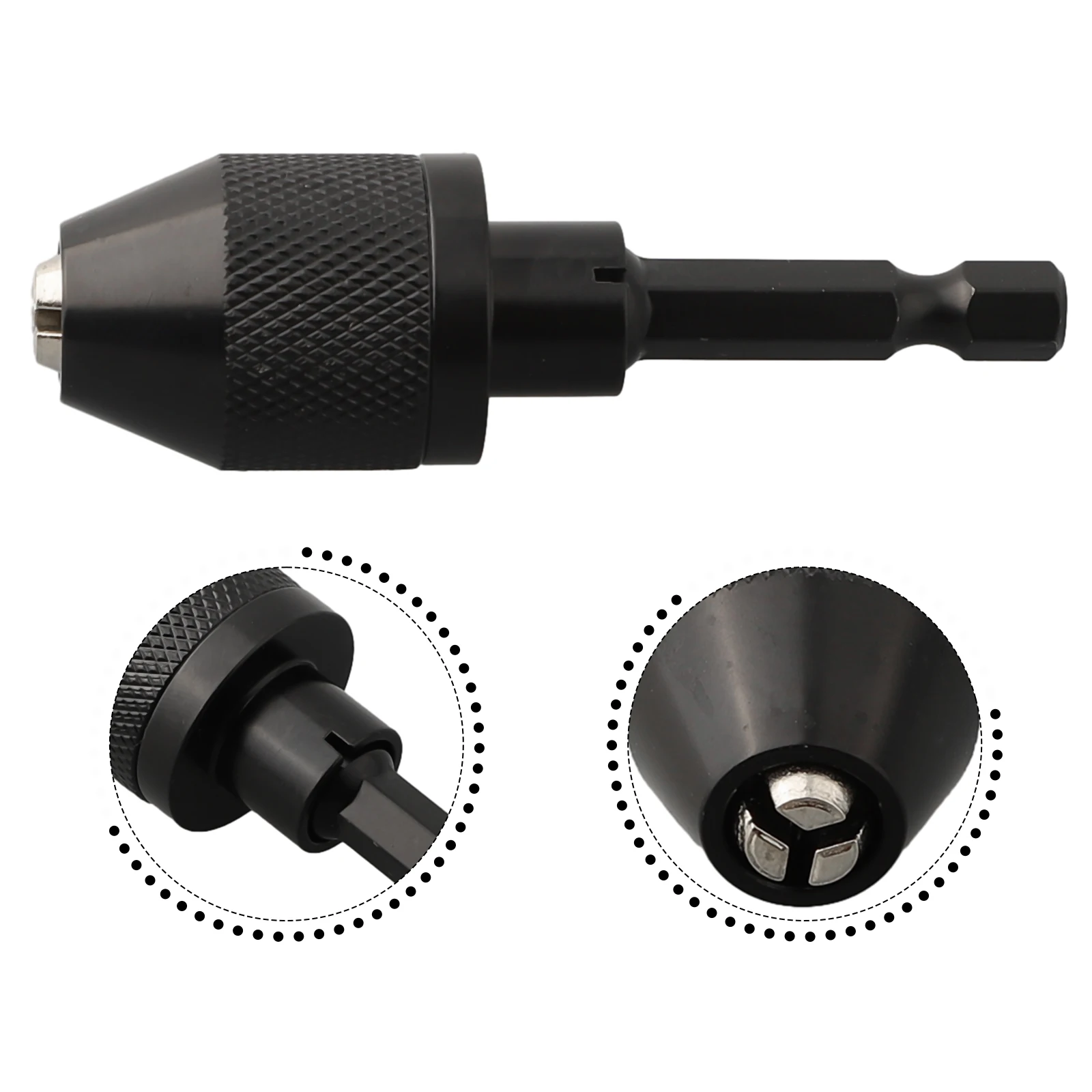 Drill Chuck Adapter 1/4 inch Hex Shank Keyless for Enabling Compatibility Between Quick Change Interfaces and Standard Bit Types
