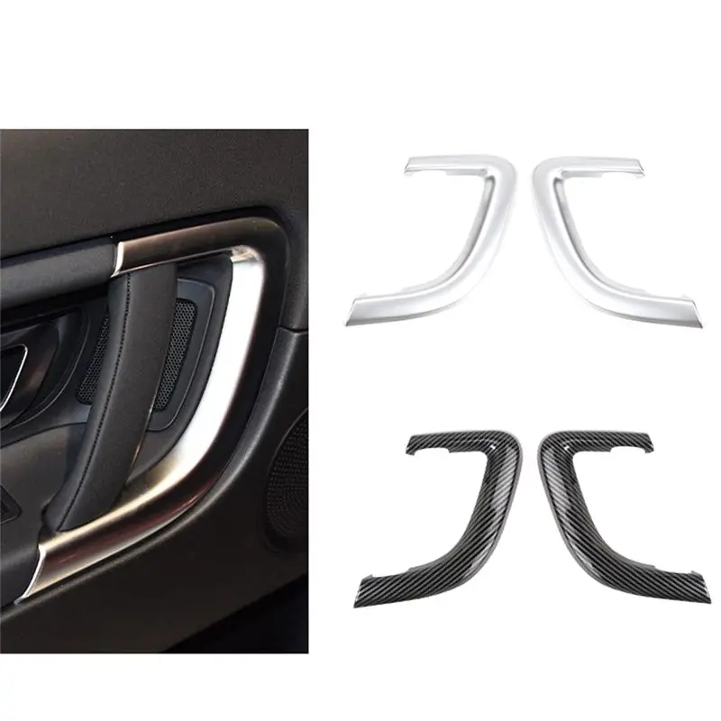 سيارة ألياف الكربون الباب الداخلي لوحة مقبض سحب إطار الكسوة الديكور الداخلي ملصق أجزاء لاند روفر ديسكفري 2015-2019-A7 #5