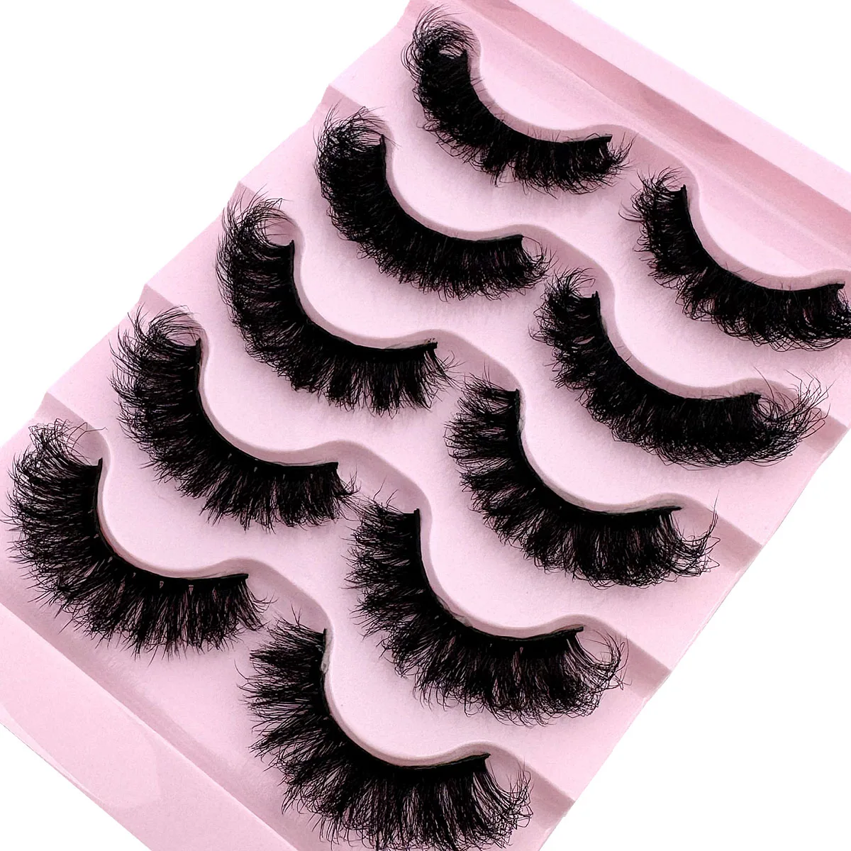 ふわふわでドラマチックなメッシーつけまつげ5ペア、柔らかく快適、3Dつけまつげ、長くて太いクロスつけまつげ