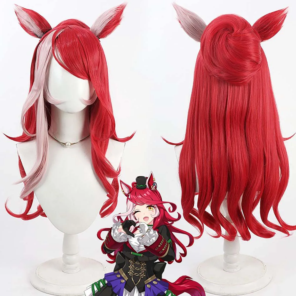 Парик для косплея с ушками для вечеринки на Хэллоуин, аниме Umamusume: Pretty Derby Loves Only You Парик для косплея с ушками для вечеринки на Хэллоуин, аниме Umamusume: Pretty Derby Loves Only You