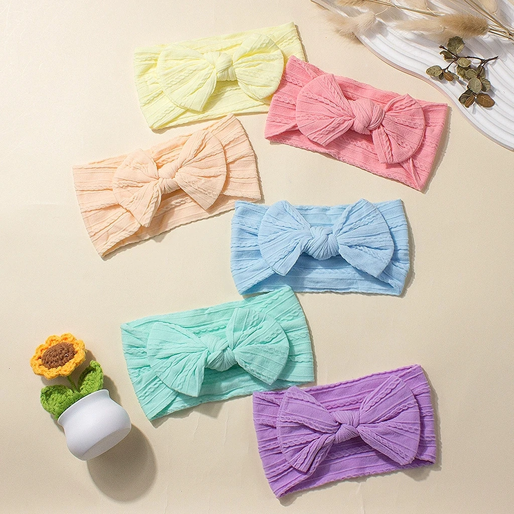 6 قطعة/المجموعة قوس قزح الألوان النايلون عقال طفل الفتيات إكسسوارات الشعر الوليد Bowknot رباطات الأطفال الرضع الملونة أغطية الرأس