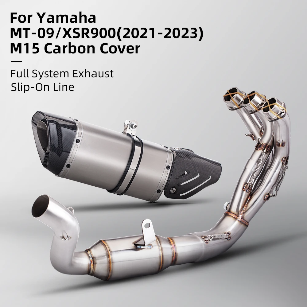 Tapered carbon end muffler For YAMAHA MT09 FZ09 XSR900 2021-2024 full Motorcycle Exhaust System